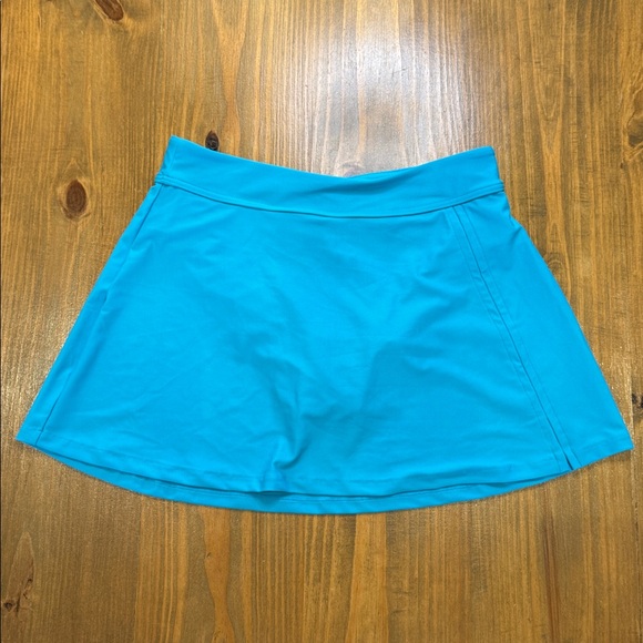 NWOT solid Blue Swim Skirt small side slit - Picture 1 of 9